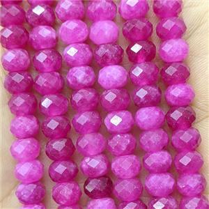 Hotpink Jade Beads Faceted Rondelle Dye, approx 5x8mm [GB26704]