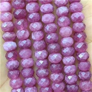 Pink Jade Beads Faceted Rondelle Dye, approx 5x8mm [GB26706]