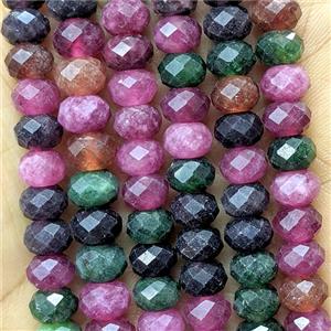 Jade Beads Faceted Rondelle Dye Multicolor, approx 5x8mm [GB26711]