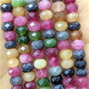 Jade Beads Faceted Rondelle Dye Multicolor, approx 5x8mm [GB26712]