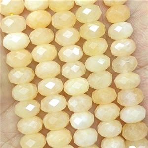 Yellow Jade Beads Faceted Rondelle Dye, approx 6x10mm [GB26719]