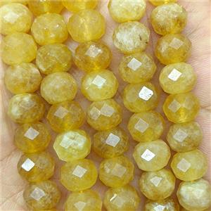 Jade Beads Faceted Rondelle Dye Yellow, approx 6x10mm [GB26720]