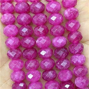 Dp.Pink Jade Beads Faceted Rondelle Dye, approx 6x10mm [GB26722]