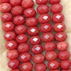 Red Jade Beads Faceted Rondelle Dye, approx 6x10mm [GB26723]