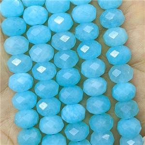 Teal Jade Beads Faceted Rondelle Dye, approx 6x10mm [GB26726]