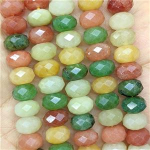 Jade Beads Faceted Rondelle Dye Multicolor, approx 6x10mm [GB26730]