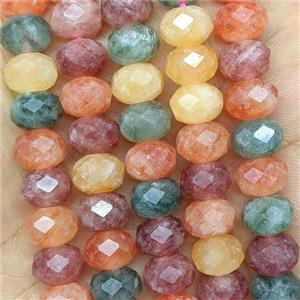 Jade Beads Faceted Rondelle Dye Multicolor, approx 6x10mm [GB26731]