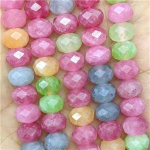 Jade Beads Faceted Rondelle Dye Multicolor, approx 6x10mm [GB26732]