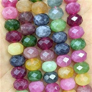 Jade Beads Faceted Rondelle Dye Multicolor, approx 6x10mm [GB26733]