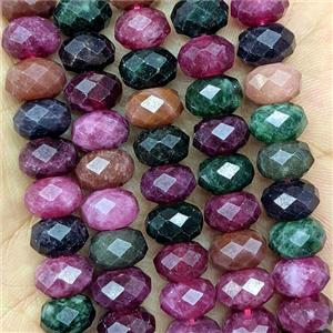 Jade Beads Faceted Rondelle Dye Multicolor, approx 6x10mm [GB26734]