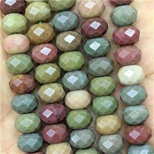 Jade Beads Faceted Rondelle Dye Multicolor, approx 6x10mm [GB26735]