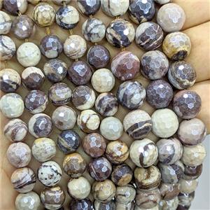 Natural Australian Zebra Jasper Beads Electroplated Faceted Round, approx 10mm [GB26736-10MM]