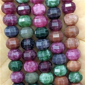 Jade Pumpkin Beads Faceted Dye Multicolor, approx 7x10mm [GB26737]