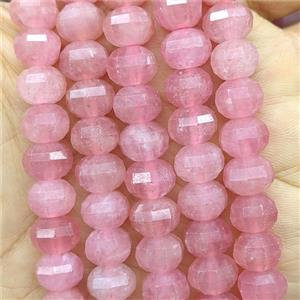 Lt.Pink Jade Pumpkin Beads Faceted Dye, approx 7x10mm [GB26738]