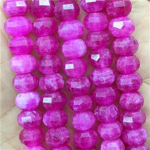 Hotpink Jade Pumpkin Beads Faceted Dye, approx 7x10mm [GB26741]