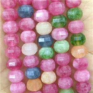 Jade Pumpkin Beads Faceted Dye Multicolor, approx 7x10mm [GB26758]