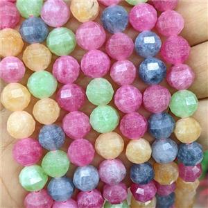 Jade Round Beads Cutted Dye Multicolor, approx 10mm [GB26767]