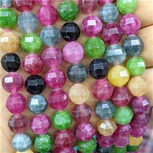 Jade Round Beads Cutted Dye Multicolor, approx 10mm [GB26768]
