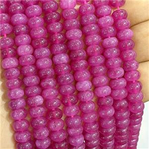 Hotpink Dye Jade Beads Smooth Rondelle, approx 5x8mm [GB26775]