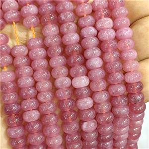 Pink Dye Jade Beads Smooth Rondelle, approx 5x8mm [GB26778]