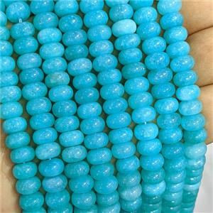 Aqua Dye Jade Beads Smooth Rondelle, approx 5x8mm [GB26792]