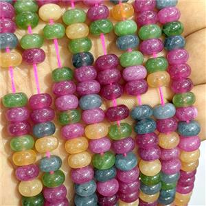 Dye Jade Beads Smooth Rondelle Multicolor, approx 5x8mm [GB26812]