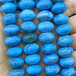 Natural Agate Rondelle Beads Smooth Blue Dye, approx 12-18mm [GB26834]
