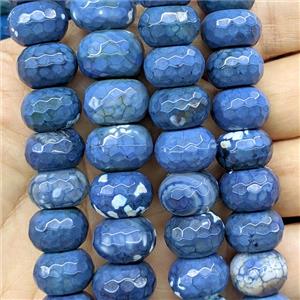 Natural Agate Rondelle Beads Faceted Blue Dye, approx 14mm [GB26838]