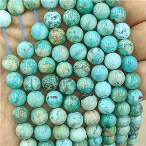 Natural Green Peru Turquoise Round Beads Green Smooth, approx 8mm [GB26861]