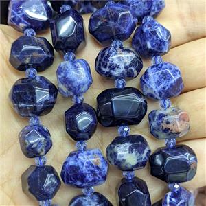 Blue Sodalite Nugget Beads Faceted Freeform, approx 12-18mm [GB26879]