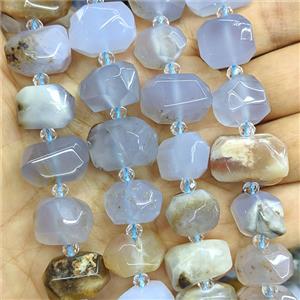 Blue Chalcedony Nugget Beads Faceted Freeform, approx 12-18mm [GB26883]