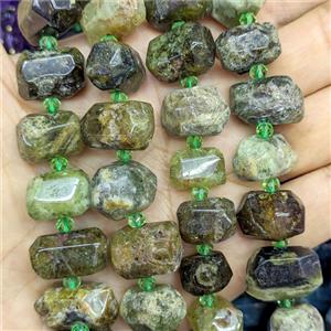 Green Garnet Nugget Beads Faceted Freeform, approx 12-18mm [GB26899]