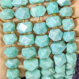 Natural Green Amazonite Nugget Beads Faceted Freeform, approx 12-16mm [GB26947]