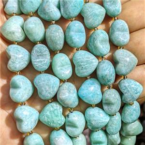 Natural Green Amazonite Heart Beads, approx 15mm [GB26950]