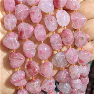 Natural Pink American Sakura Quartz Heart Beads AA-Grade, approx 15mm [GB26959]