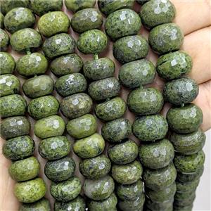 Natural Green Epidote Beads Faceted Rondelle, approx 7x12mm [GB26966-7X12MM]