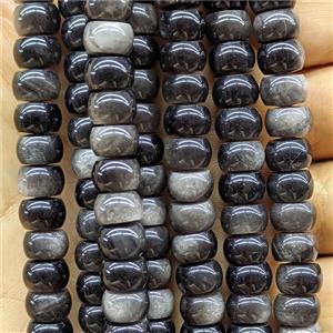 Silver Obsidian Rondelle Beads Smooth, approx 5x8mm [GB26990]