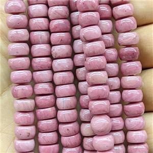 Pink Wood Lace Jasper Rondelle Beads Smooth, approx 5x8mm [GB26992]