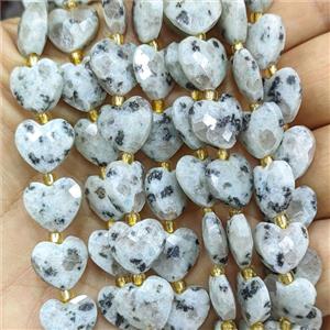Kiwi Jasper Heart Beads Faceted, approx 12mm [GB26999]