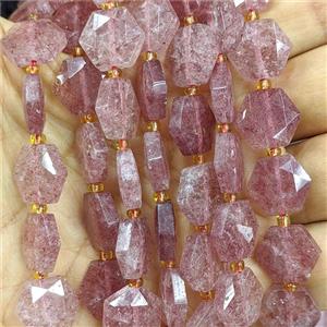 Strawberry Quartz Hexagon Beads Faceted, approx 12mm [GB27006]