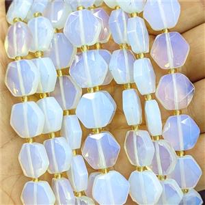 White Opalite Hexagon Beads Faceted, approx 12mm [GB27007]