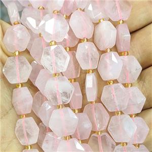 Pink Rose Quartz Hexagon Beads Faceted, approx 12mm [GB27009]