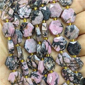 Chinese Rhodonite Hexagon Beads Faceted, approx 12mm [GB27017]