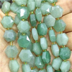 Green Aventurine Hexagon Beads Faceted, approx 12mm [GB27018]