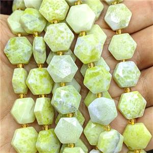 Mustard Stone Jasper Hexagon Beads Olive Faceted, approx 12mm [GB27022]