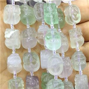 Fluorite Pixiu Beads Multicolor, approx 12-16mm, 17pcs per st [GB27039]