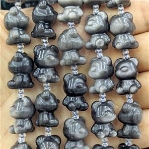 Silver Obsidian Bear Beads, approx 12-17mm, 17pcs per st [GB27040]