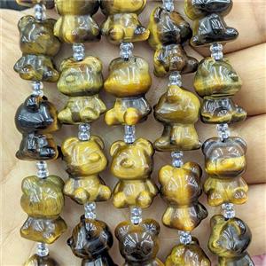 Tiger Eye Stone Bear Beads, approx 12-17mm, 17pcs per st [GB27041]