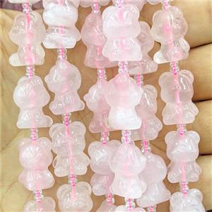 Pink Rose Quartz Bear Beads, approx 12-17mm, 17pcs per st [GB27042]