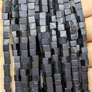 Black Obsidian Cube Beads, approx 4mm [GB27046]
